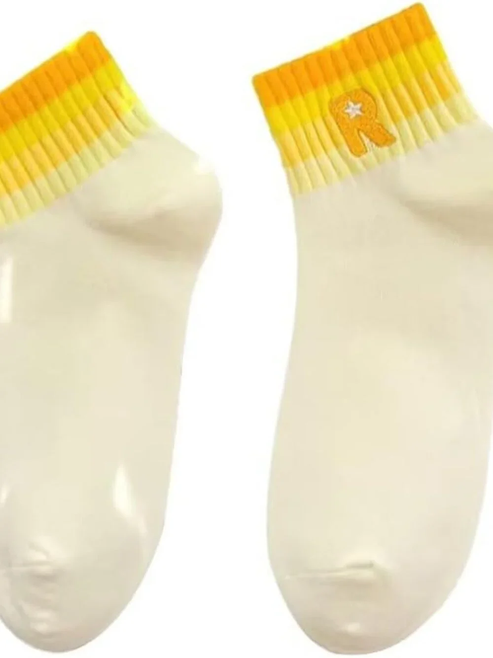 5 Pair Stripe Ankle Socks R Monogram one size fits most Womens. New Yellow Black